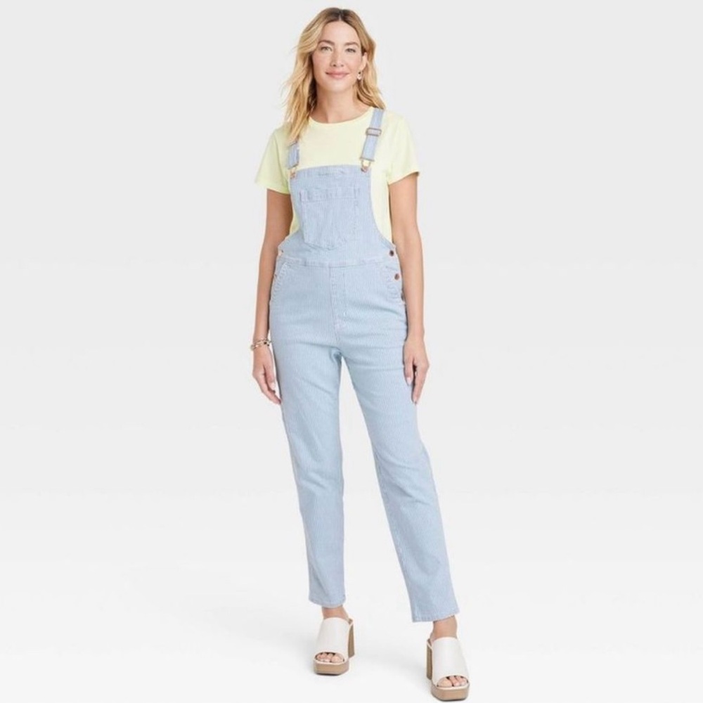 ☀️2/$29 sale! 
Universal Thread Light Blue stripe Denim Overalls